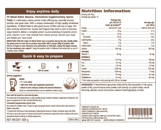 Tri Blend Select Protein Shake Mix - Banana